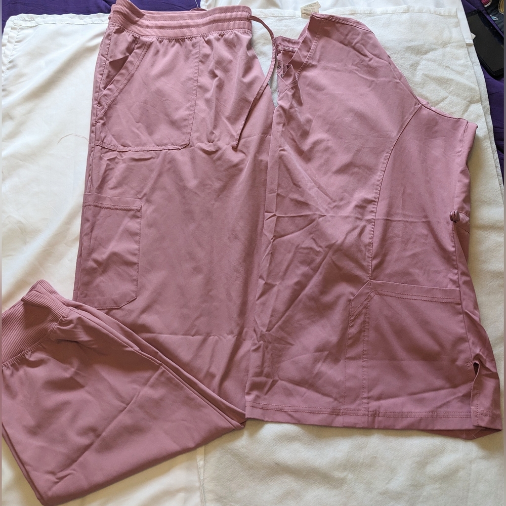 Scrubaid Performance Pink Scrub Top & Pants Set